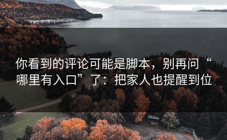 你看到的评论可能是脚本，别再问“哪里有入口”了：把家人也提醒到位