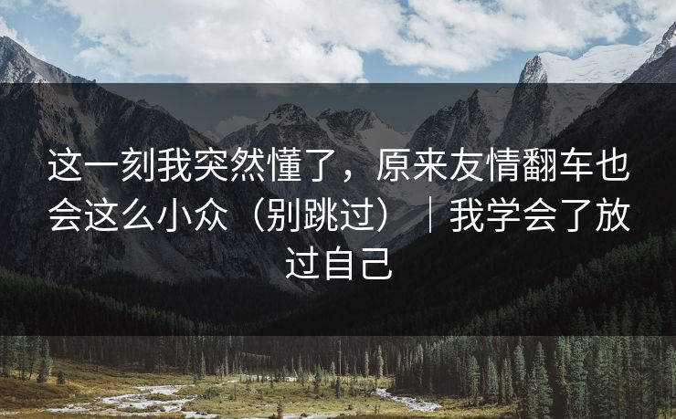 这一刻我突然懂了,原来友情翻车也会这么小众(别跳过)|我学会了放过自己 这一刻我突然懂了,原来友情翻车也会这么小众(别跳过)|我学会了放过自己